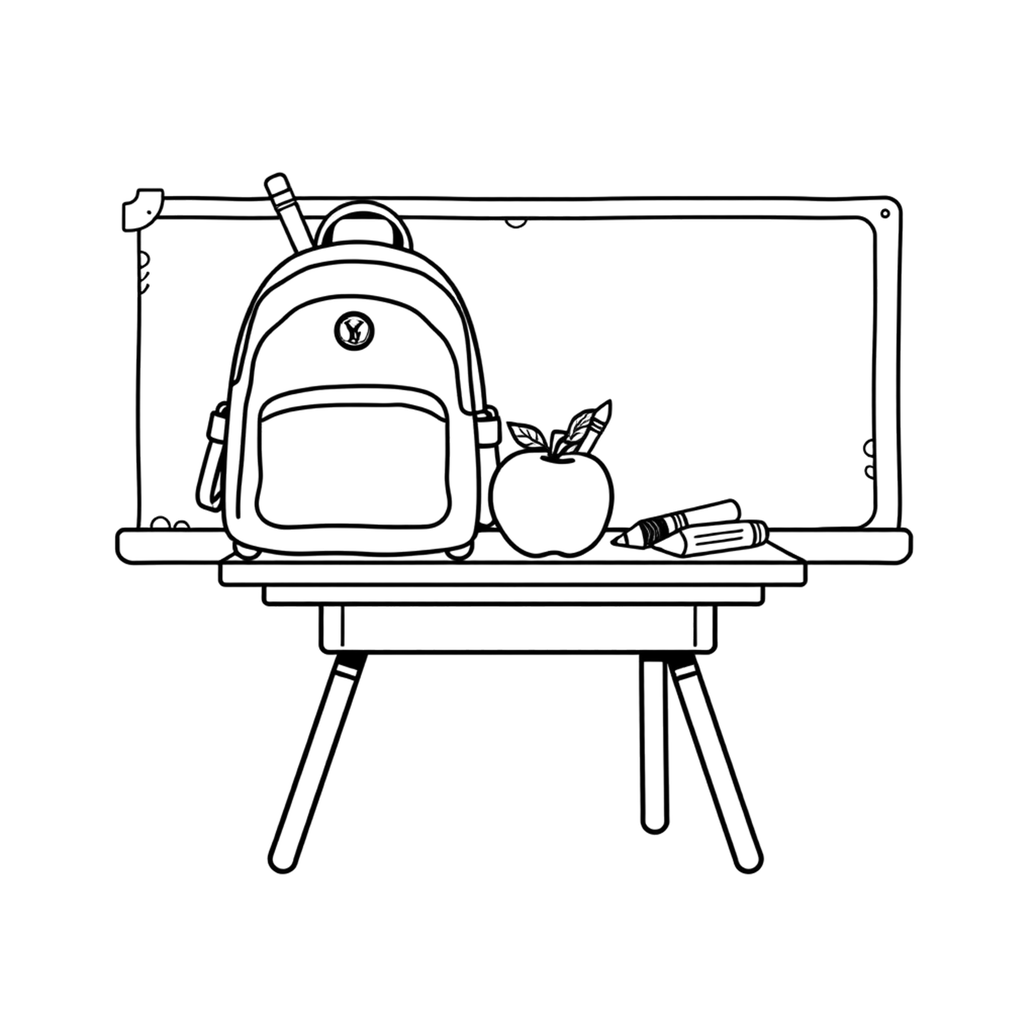 Back to school, a black and white coloring page