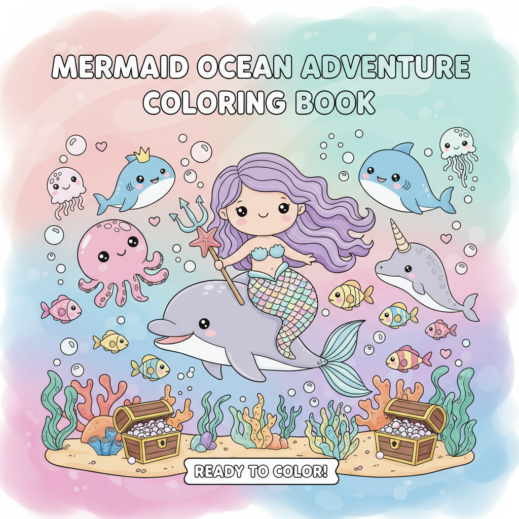 Mermaids coloring book cover