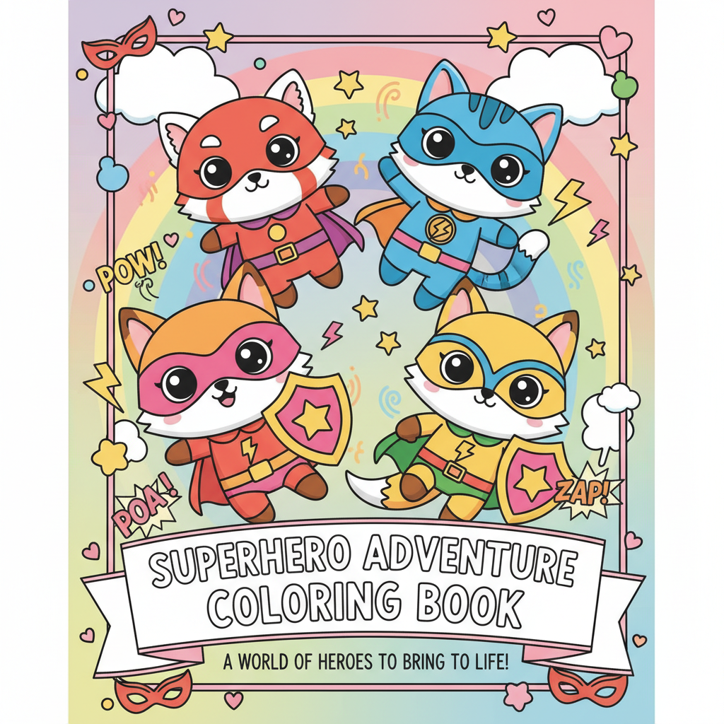 Superheroes coloring book cover