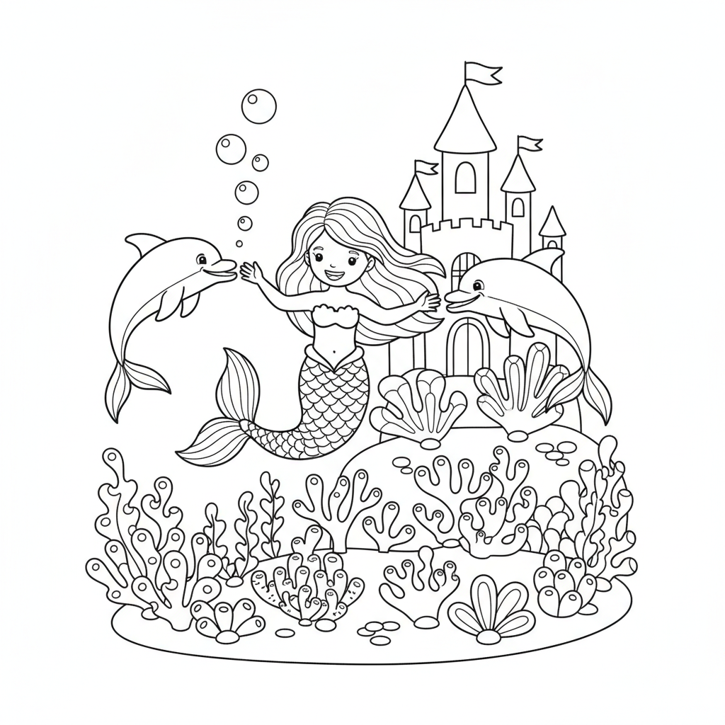 Mermaids coloring page example