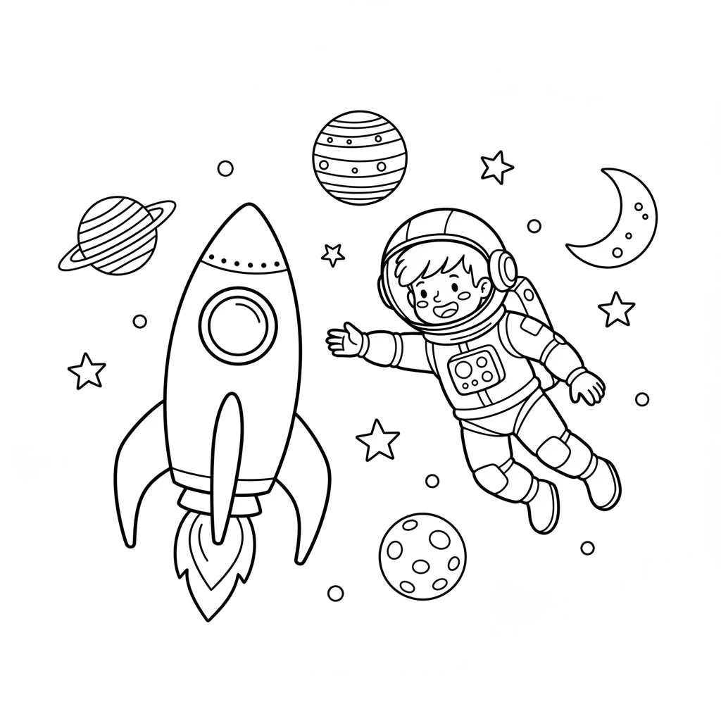 Space coloring page example