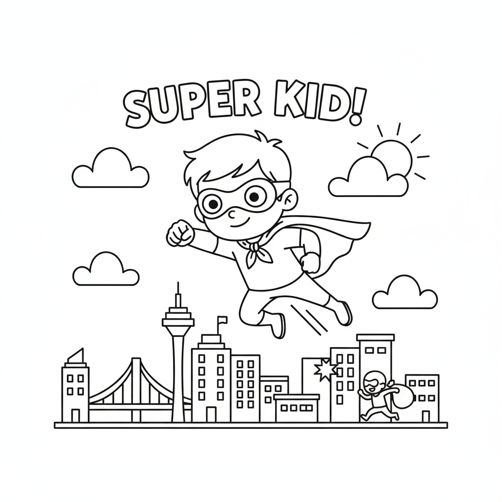 Superheroes coloring page example